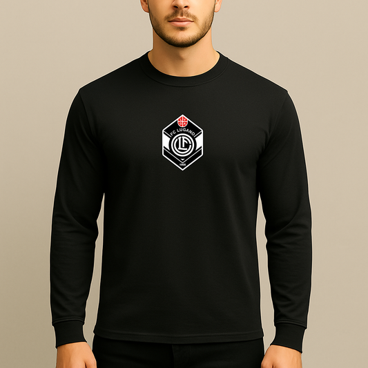 Men's FC Lugano Soccer Logo Long Sleeve T-Shirt