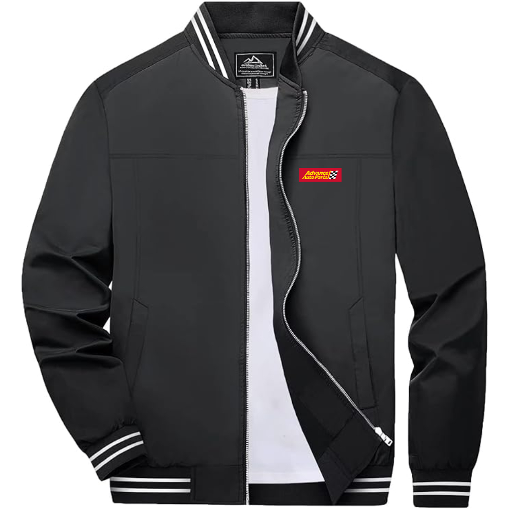 Men's Advance Auto Parts Logo Lightweight Zip-Up Ribbed Collar and Cuffs Bomber Jacket