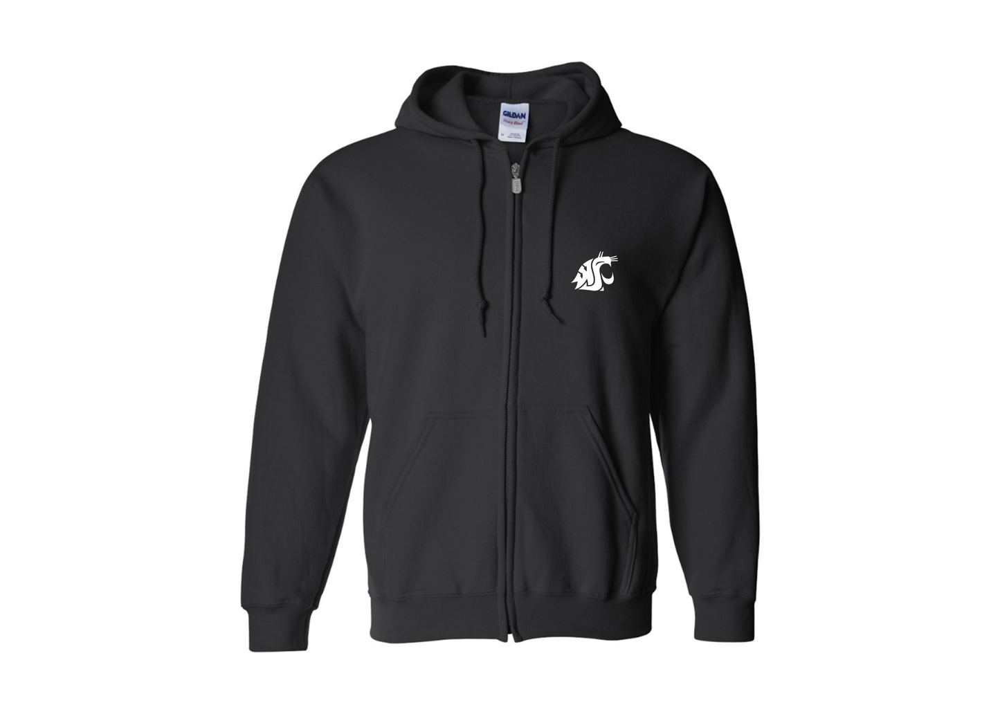 Men's Washington State Cougars Gildan  Heavy Blend Full Zip Hooded Sweatshirt