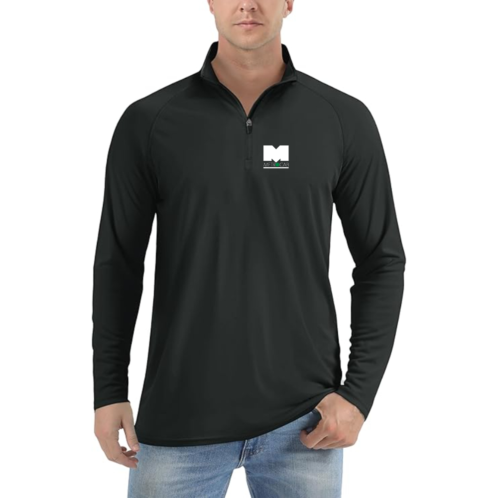 Men's Metrocab Logo Lightweight Quarter-Zip Athletic Shirt Long Sleeve Performance Wear