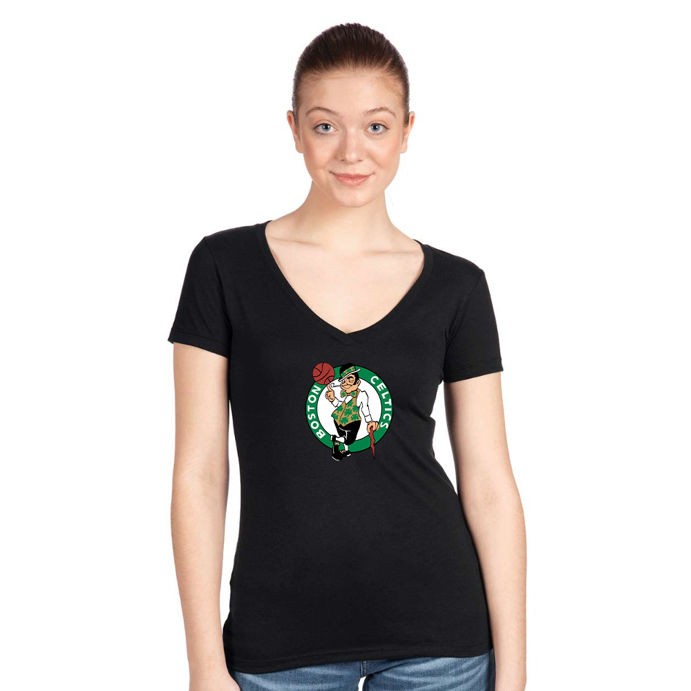 Women's Boston Celtics Logo Next Level V-Neck T-Shirt