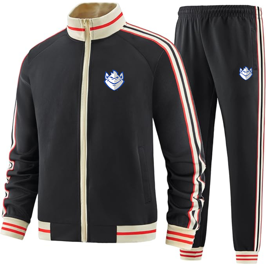 Men's Saint Louis Billikens Logo Tracksuit with Bold Striped Accents and Zippered Front Athletic Wear