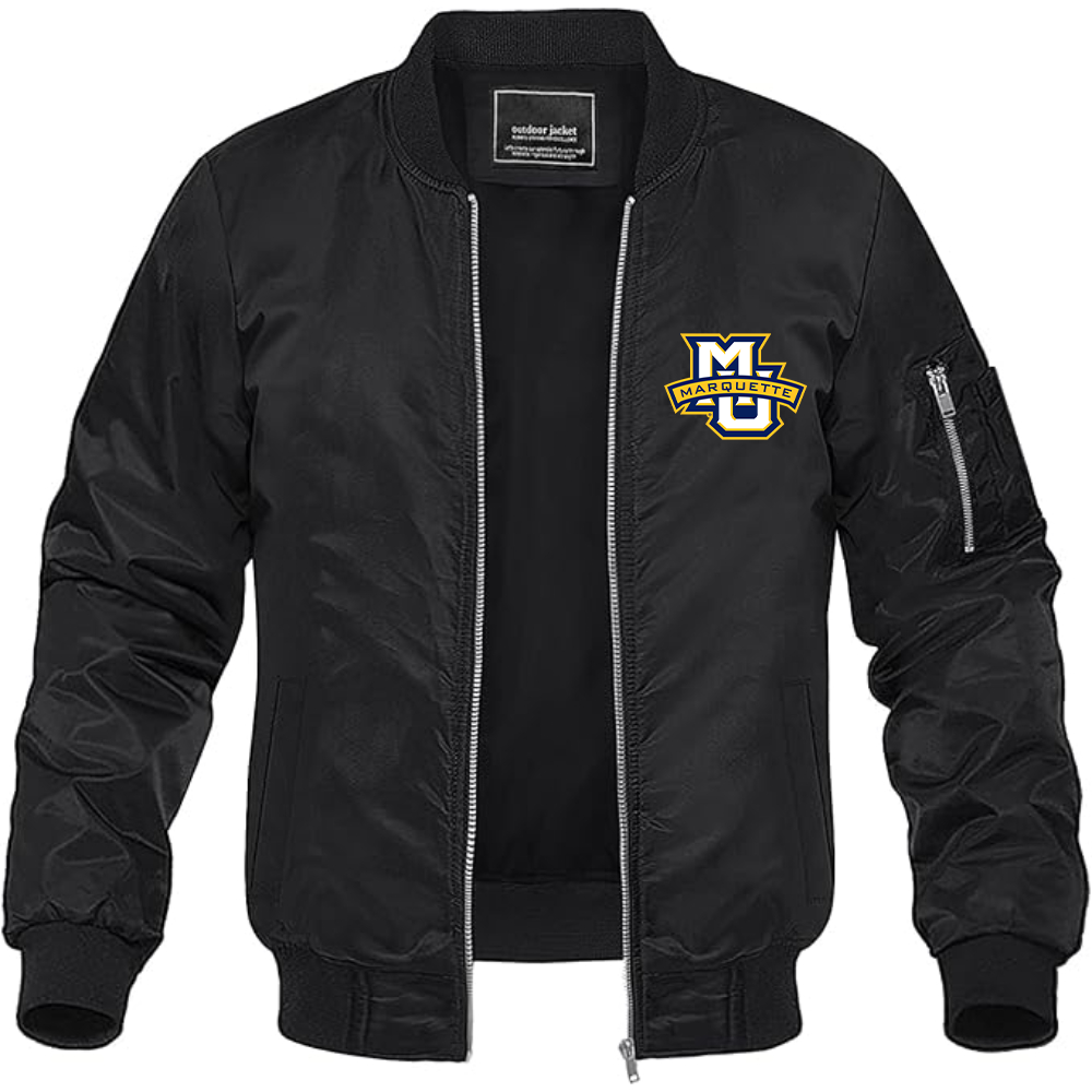 Men's Marquette Golden Eagles Logo Lightweight Bomber Jacket Windbreaker Softshell Varsity Jacket Coat