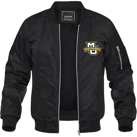 Men's Marquette Golden Eagles Logo Lightweight Bomber Jacket Windbreaker Softshell Varsity Jacket Coat