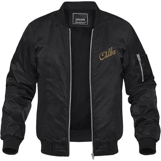 Men's Automobiles Alba Logo Lightweight Bomber Jacket Windbreaker Softshell Varsity Jacket Coat