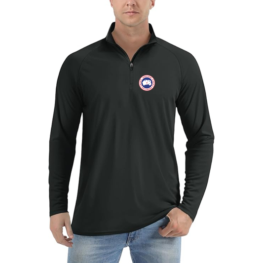 Men's Canada Goose Logo Lightweight Quarter-Zip Athletic Shirt Long Sleeve Performance Wear