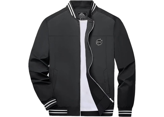 Men's When Rivers Meet Lightweight Zip-Up Ribbed Collar and Cuffs Bomber Jacket