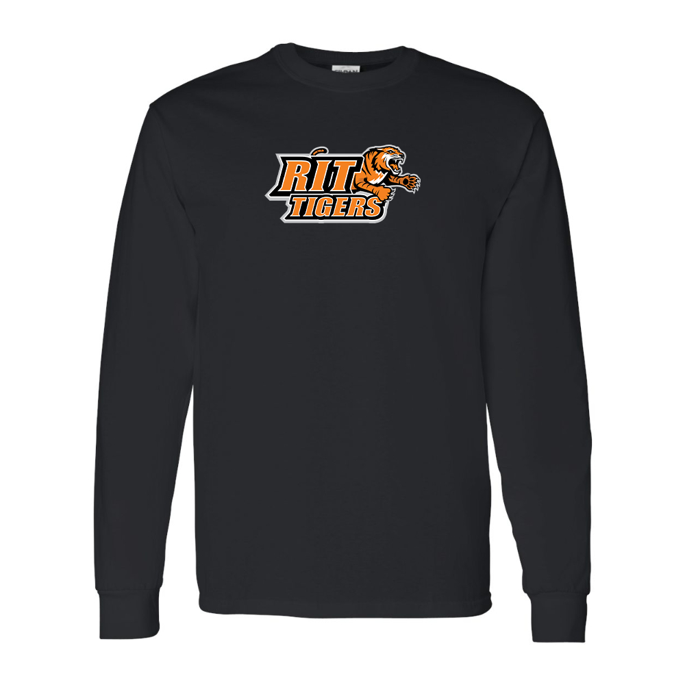 Men's RIT Tigers Logo Gildan Heavy Cotton Long Sleeve T-Shirt
