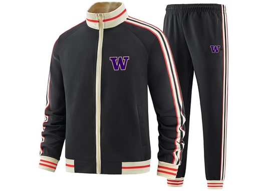 Men's Washington Huskies Tracksuit with Bold Striped Accents and Zippered Front Athletic Wear