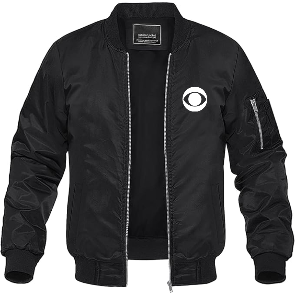 Men's CBS Logo Lightweight Bomber Jacket Windbreaker Softshell Varsity Jacket Coat