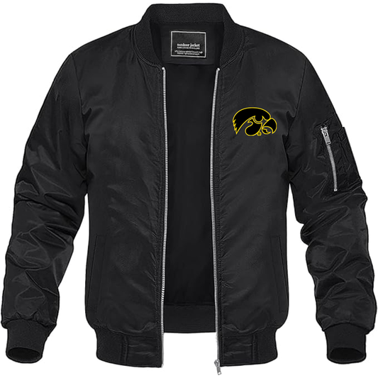 Men's Lowa Hawkeyes Logo Lightweight Bomber Jacket Windbreaker Softshell Varsity Jacket Coat