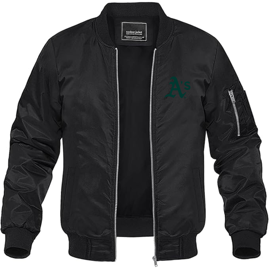 Men's Athletics Logo Lightweight Bomber Jacket Windbreaker Softshell Varsity Jacket Coat