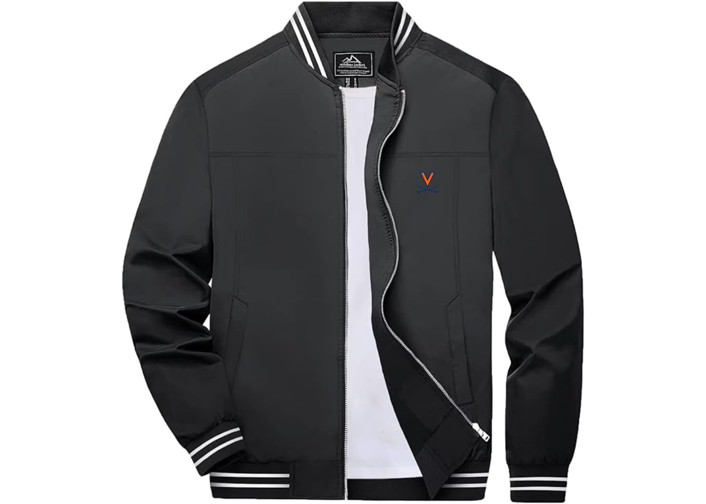 Men's Virginia Cavaliers Lightweight Zip-Up Ribbed Collar and Cuffs Bomber Jacket