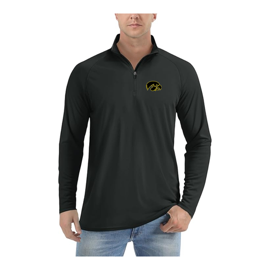 Men's Lowa Hawkeyes Logo Lightweight Quarter-Zip Athletic Shirt Long Sleeve Performance Wear