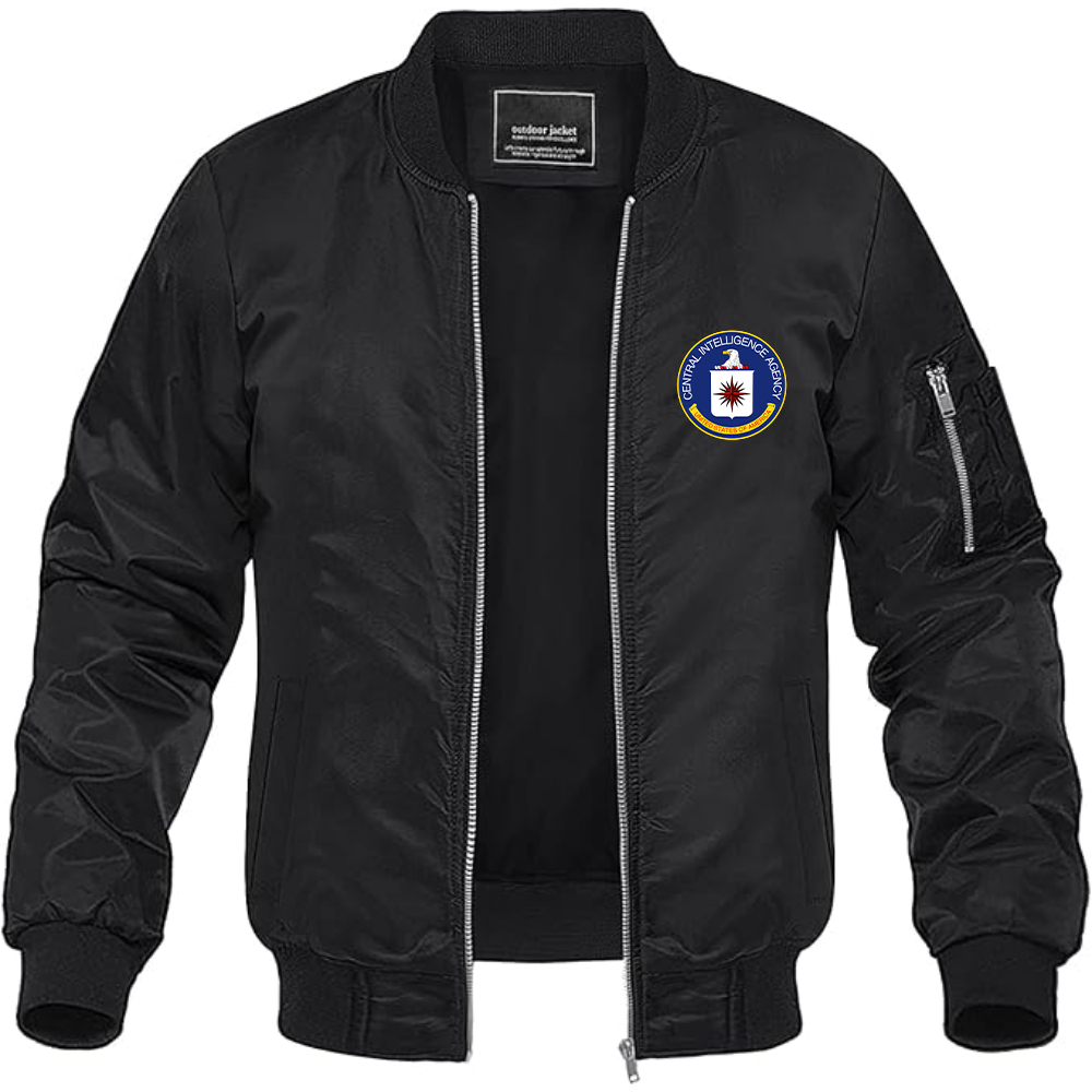 Men's CIA Logo Lightweight Bomber Jacket Windbreaker Softshell Varsity Jacket Coat