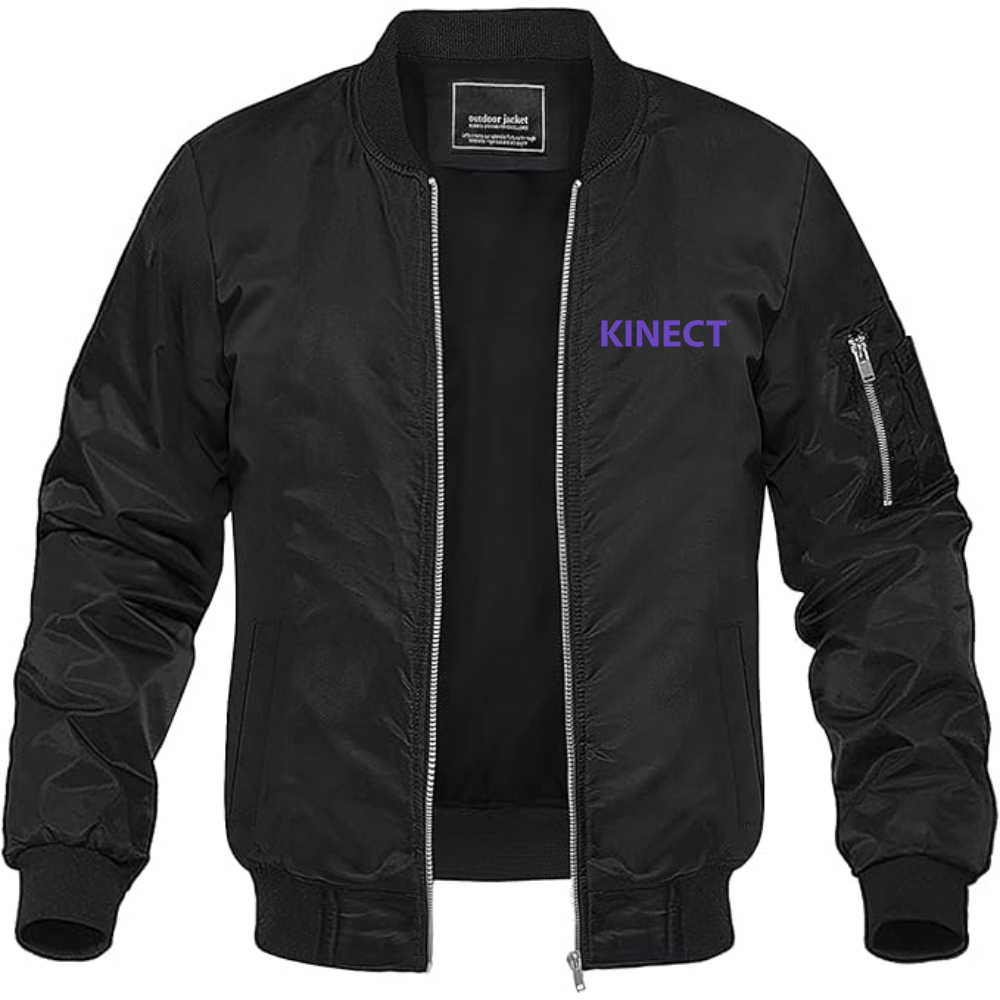 Men's Kinect Logo Lightweight Bomber Jacket Windbreaker Softshell Varsity Jacket Coat