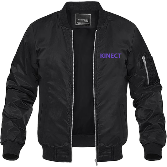 Men's Kinect Logo Lightweight Bomber Jacket Windbreaker Softshell Varsity Jacket Coat
