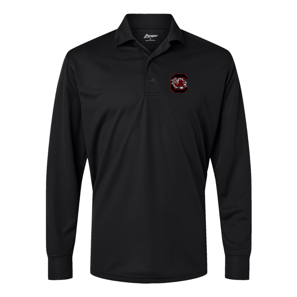 Men's  South Carolina Gamecocks Logo Paragon Prescott Long Sleeve Polo