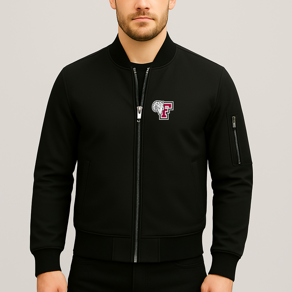 Men's Fordham Rams Logo Lightweight Bomber Jacket Windbreaker Softshell Varsity Jacket Coat