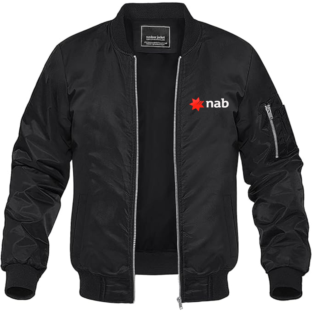 Men's NAB (National Australia Bank) Logo Lightweight Bomber Jacket Windbreaker Softshell Varsity Jacket Coat