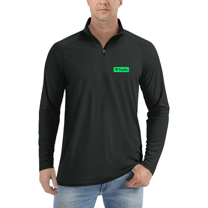 Men's Trustly Horizontal Logo Lightweight Quarter-Zip Athletic Shirt Long Sleeve Performance Wear