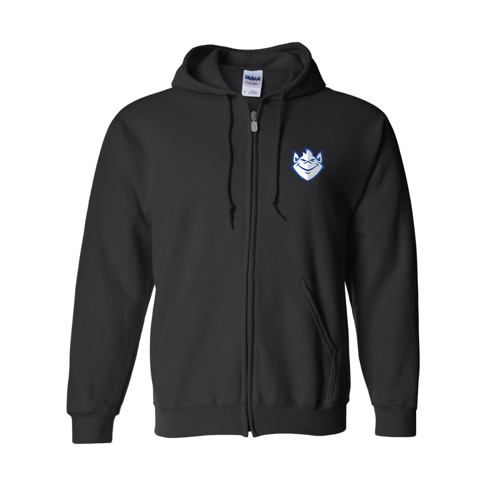 Men's Saint Louis Billikens Logo Gildan  Heavy Blend Full Zip Hooded Sweatshirt