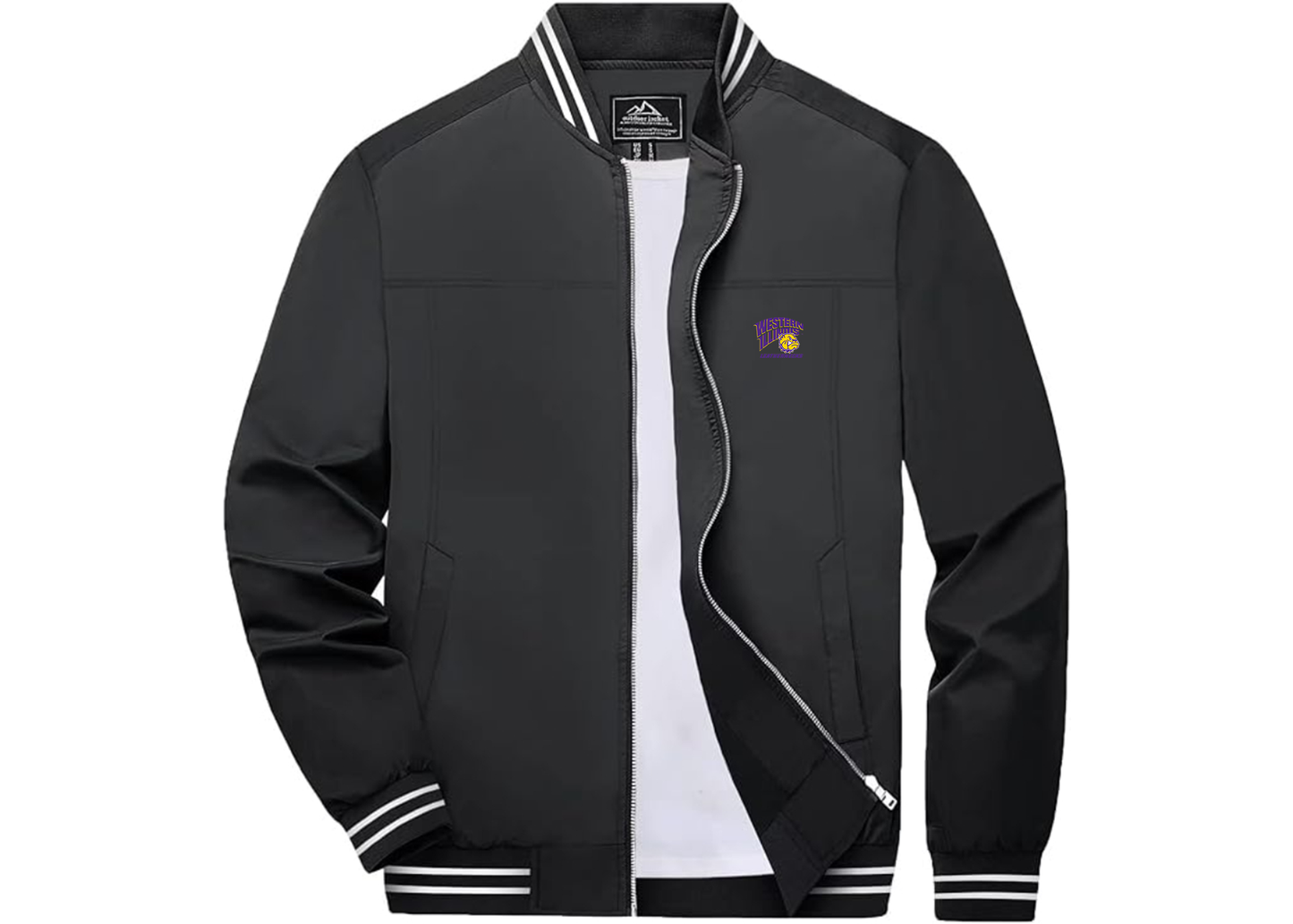 Men's Western Illinois Leathernecks Lightweight Zip-Up Ribbed Collar and Cuffs Bomber Jacket