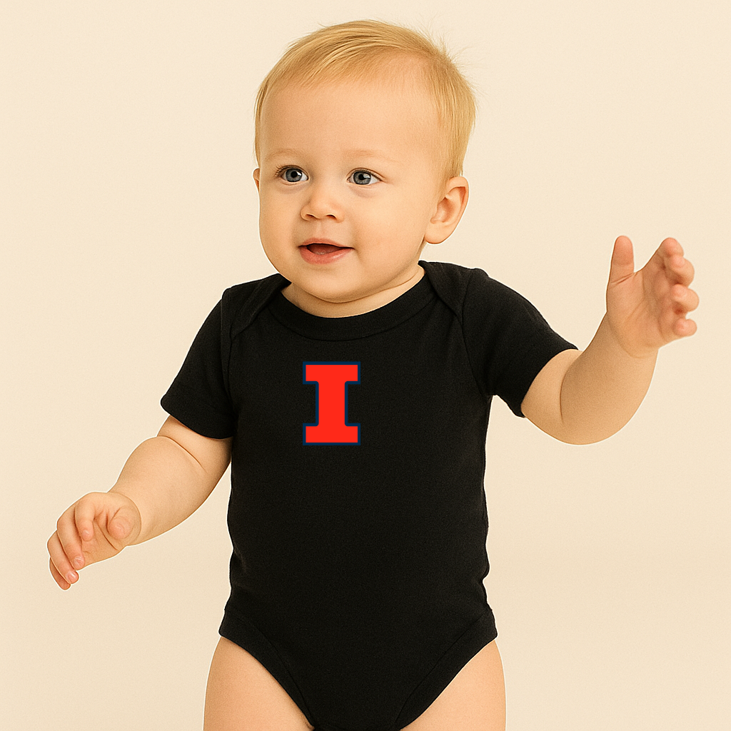 Illinois Fighting Illini Logo Baby Romper Onesie