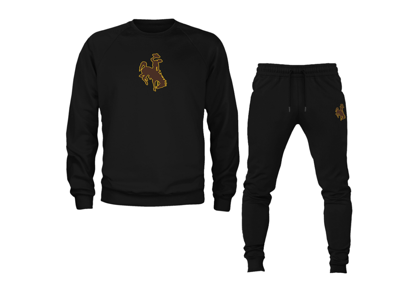 Men's Wyoming Cowboys Crewneck Sweatshirt Joggers Suit