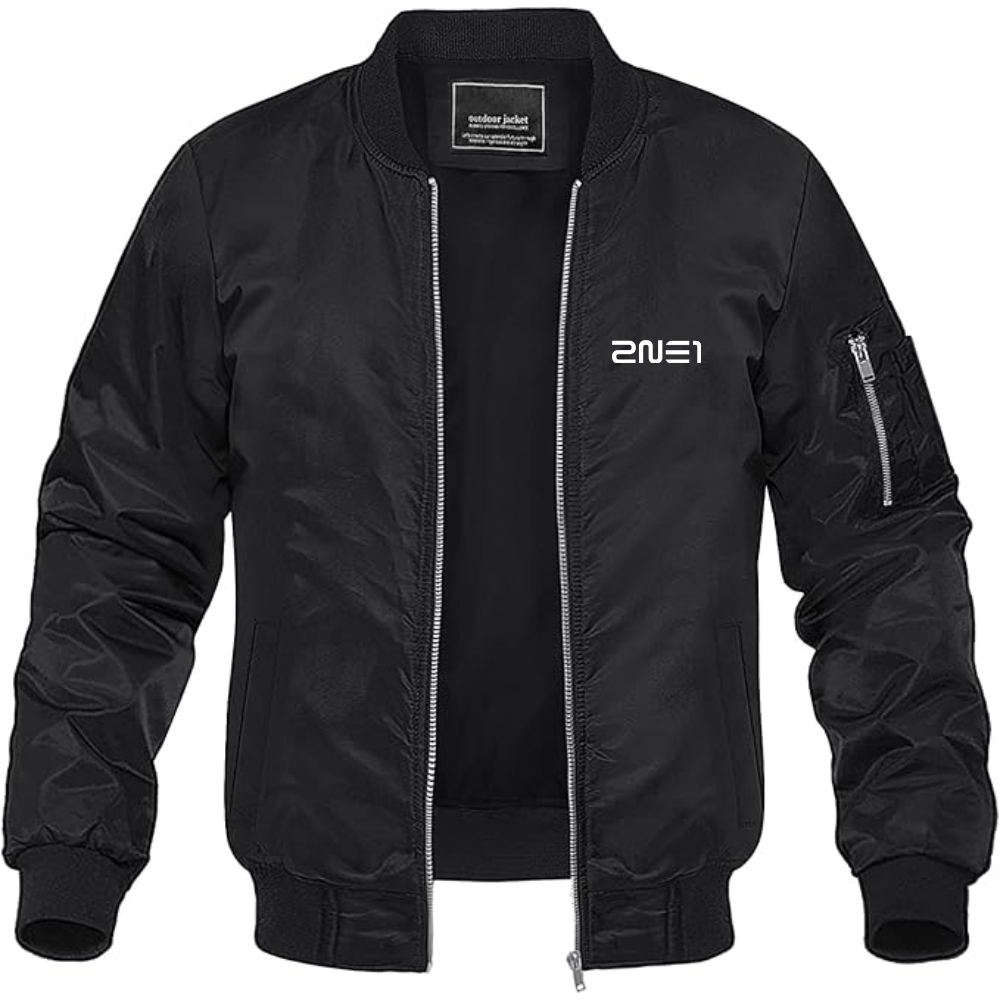 Men's 2NE1 Logo Lightweight Bomber Jacket Windbreaker Softshell Varsity Jacket Coat