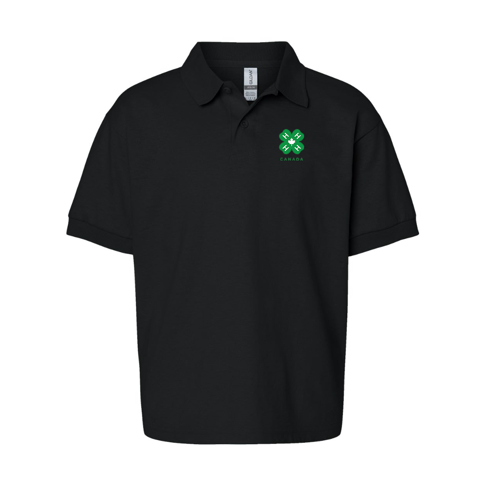 Youth 4H Canada Logo Gildan Dry Blend Jersey Polo