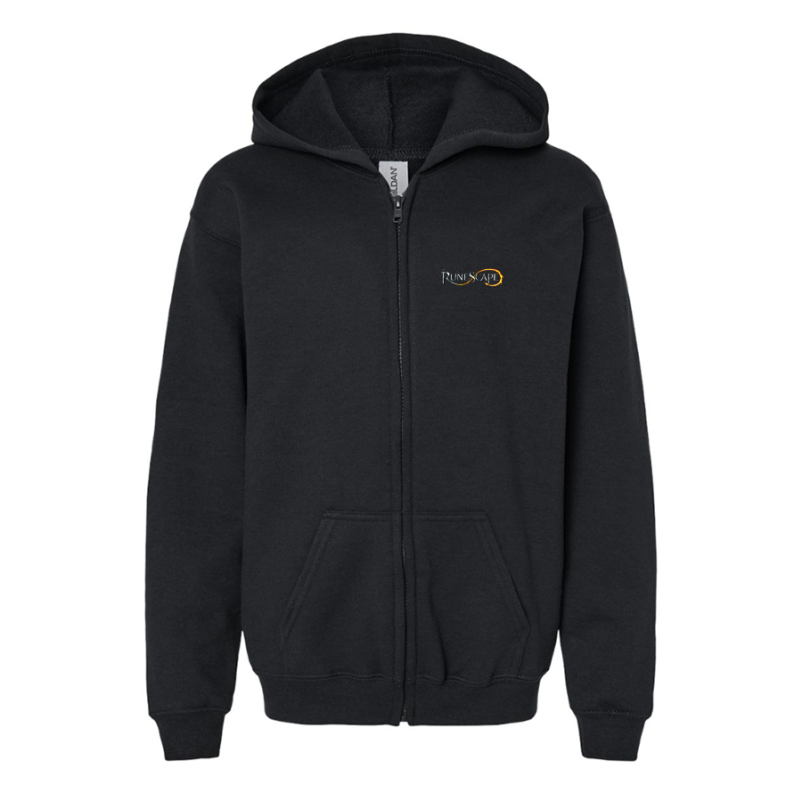 Gildan Heavy Blend Youth Runescape Logo Full Zip Hooded Sweatshirt