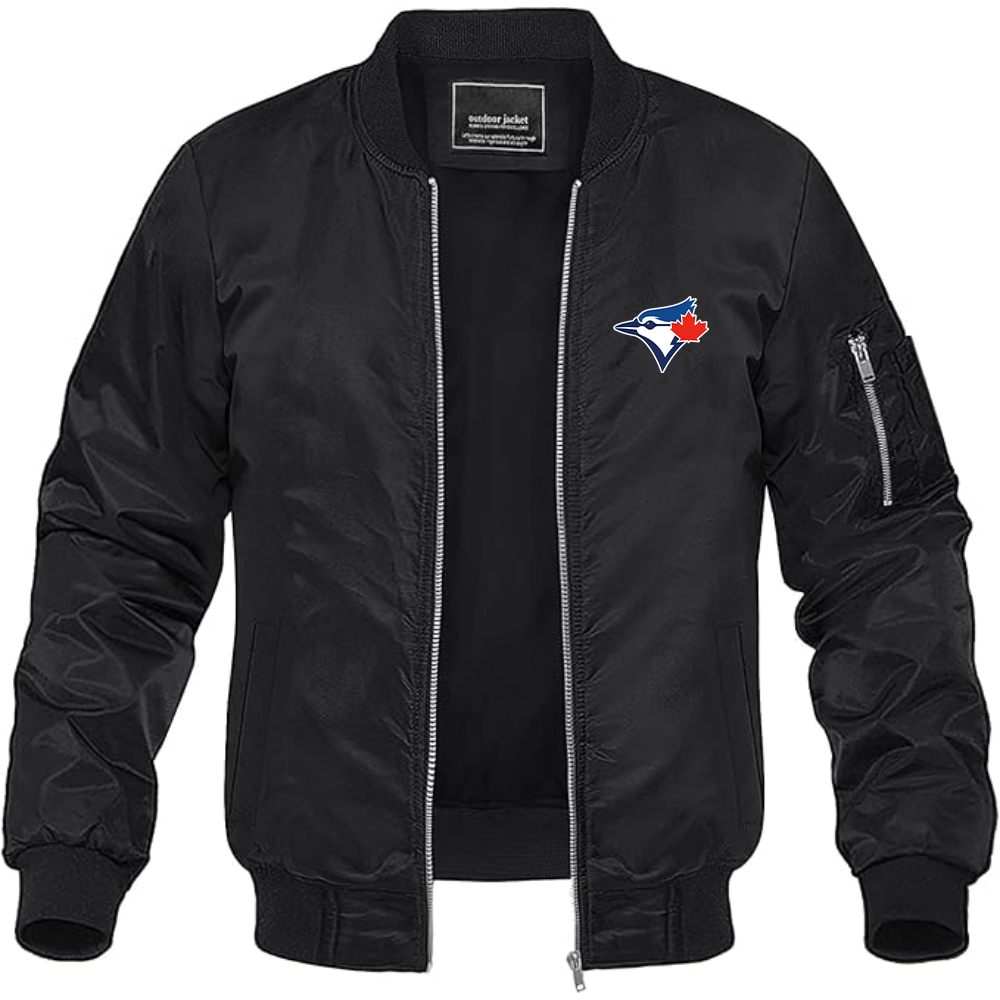 Men's Bluefield Blue Jays Logo Lightweight Bomber Jacket Windbreaker Softshell Varsity Jacket Coat