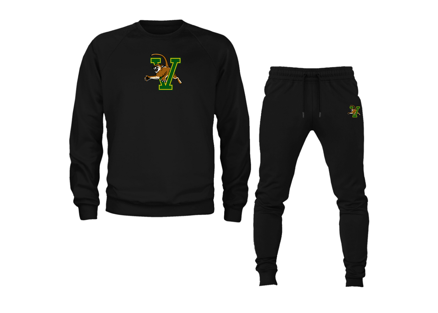 Men's Vermont Catamounts Crewneck Sweatshirt Joggers Suit
