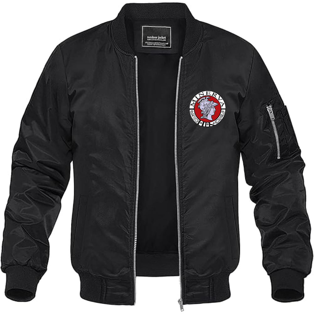 Men's Minerva Automobile Logo Lightweight Bomber Jacket Windbreaker Softshell Varsity Jacket Coat