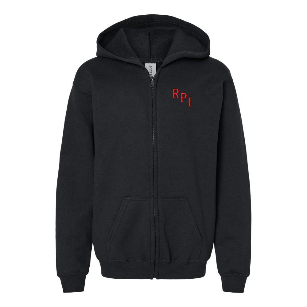 Gildan Heavy Blend Youth RPI Engineers Logo Full Zip Hooded Sweatshirt