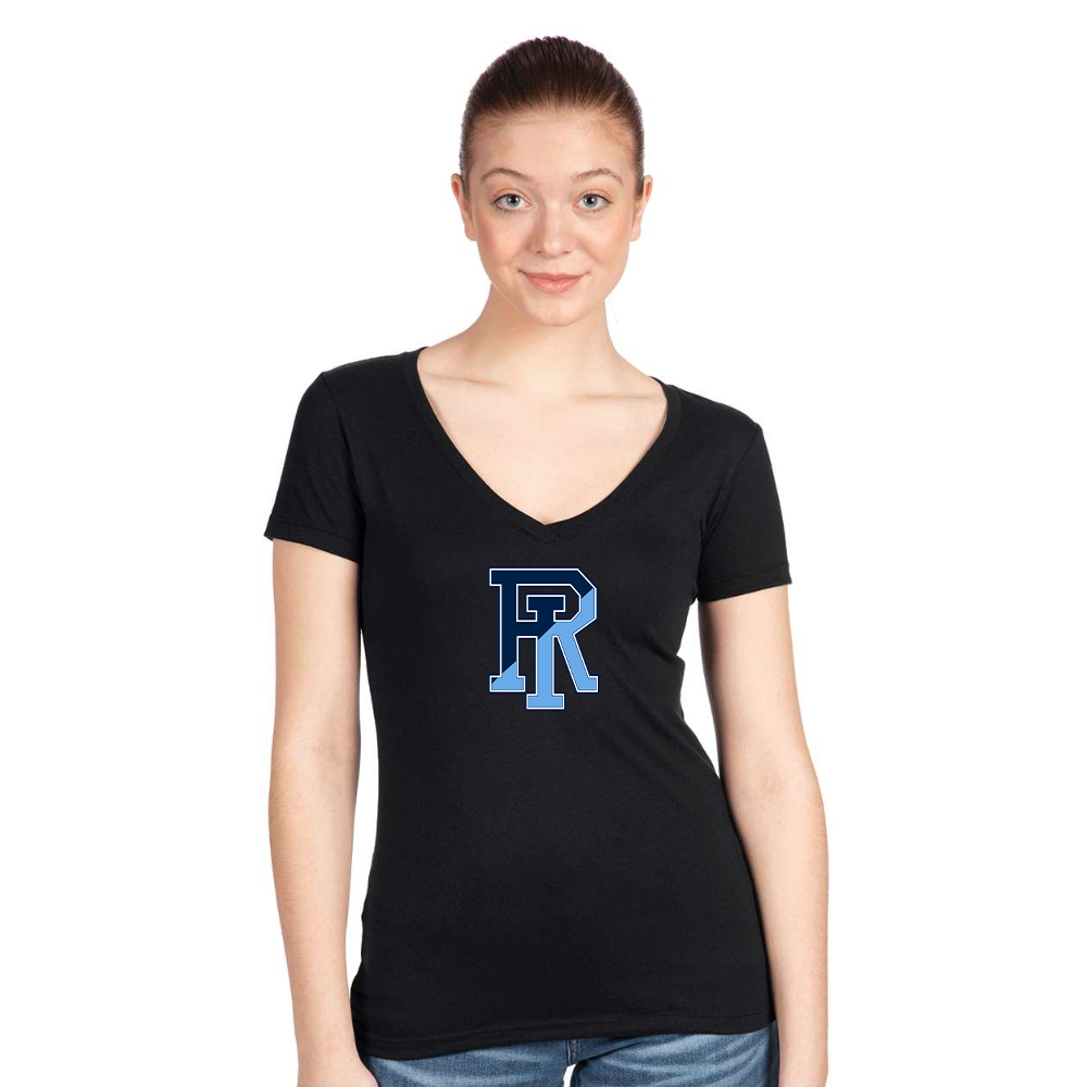 Women's Rhode Island Rams Logo  Next Level V-Neck T-Shirt