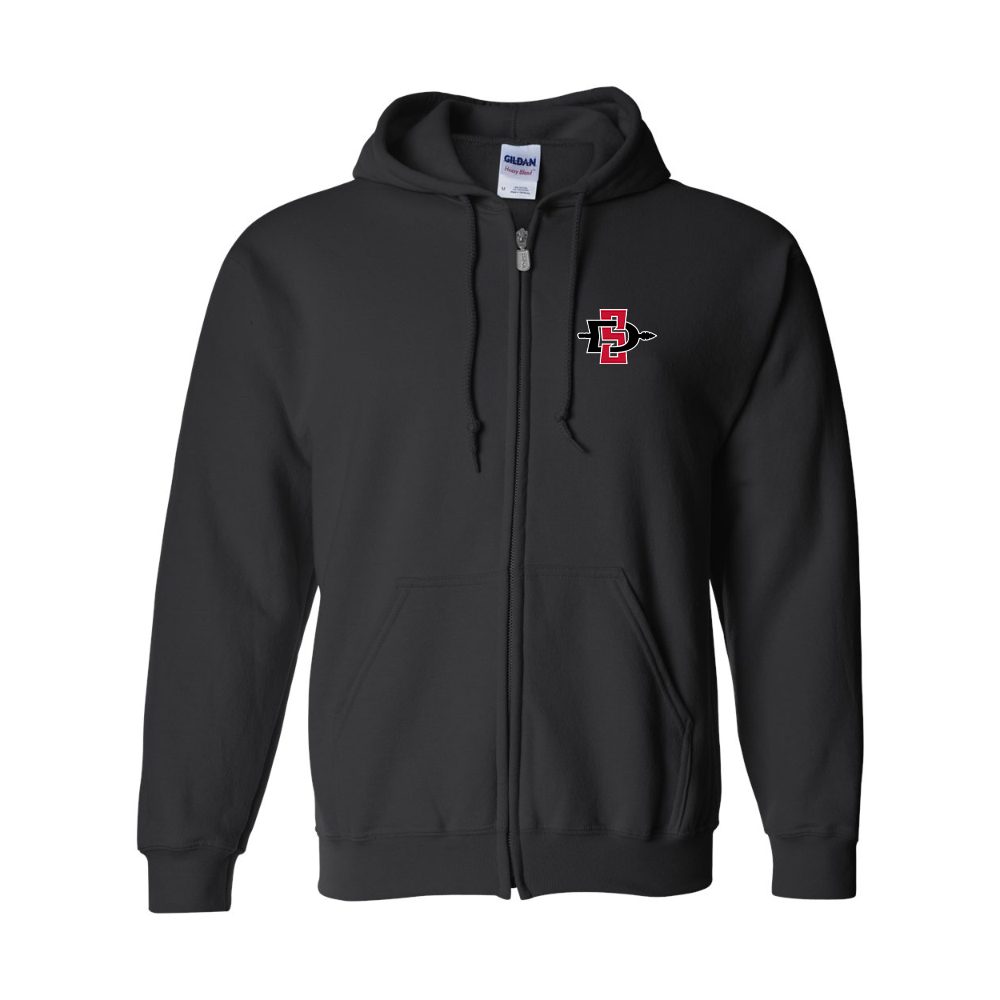 Men's San Diego State Aztecs Logo Gildan  Heavy Blend Full Zip Hooded Sweatshirt
