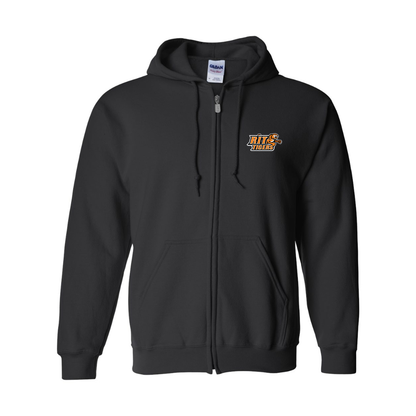 Men's RIT Tigers Logo Gildan  Heavy Blend Full Zip Hooded Sweatshirt
