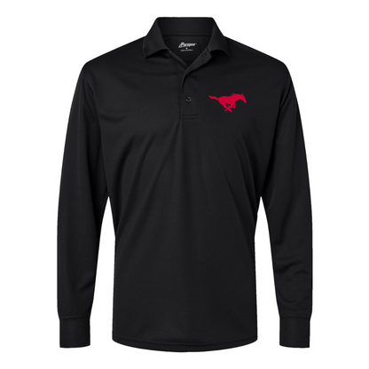 Men's SMU Mustangs Logo Paragon Prescott Long Sleeve Polo