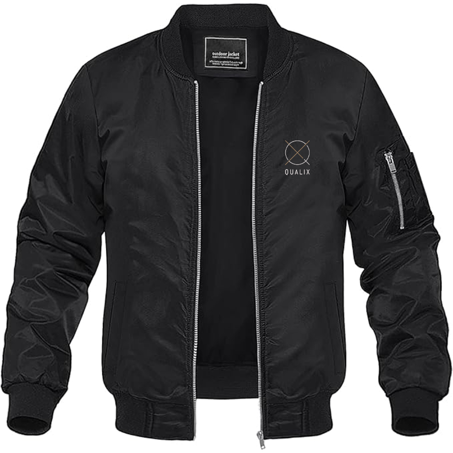 Men's QUALIX Logo Lightweight Bomber Jacket Windbreaker Softshell Varsity Jacket Coat