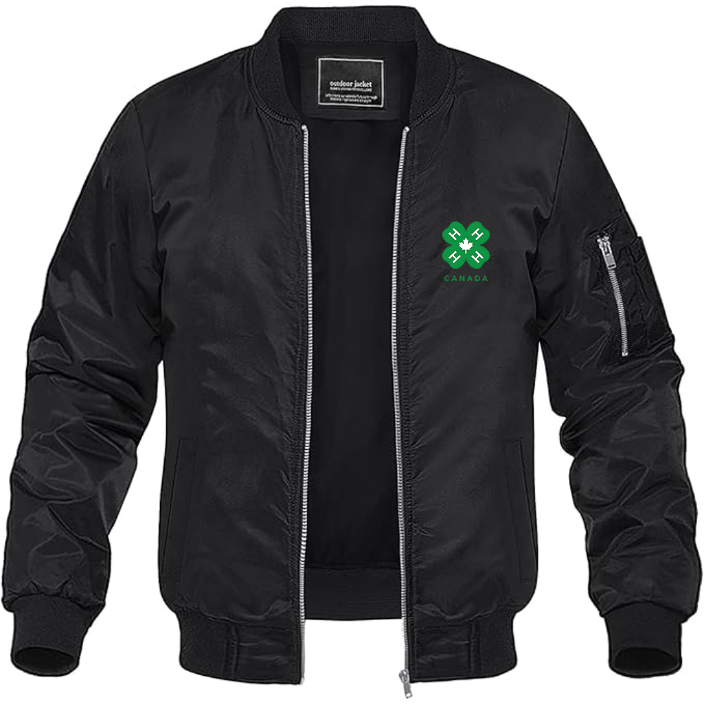 Men's 4H Canada Logo Lightweight Bomber Jacket Windbreaker Softshell Varsity Jacket Coat