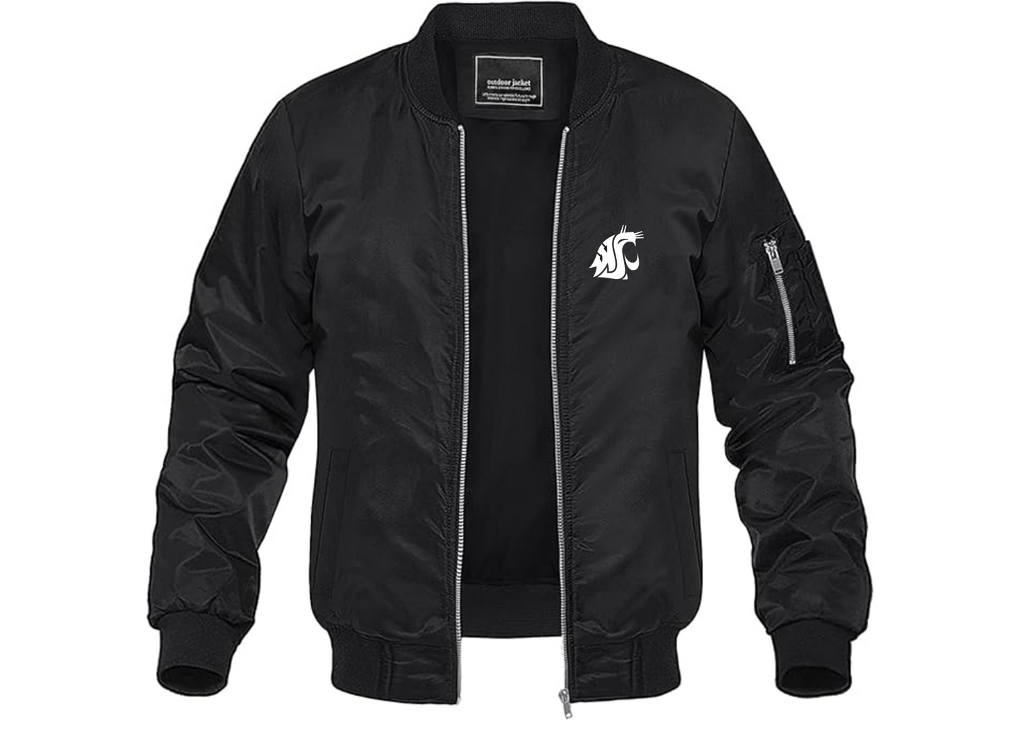 Men's Washington State Cougars Lightweight Bomber Jacket Windbreaker Softshell Varsity Jacket Coat
