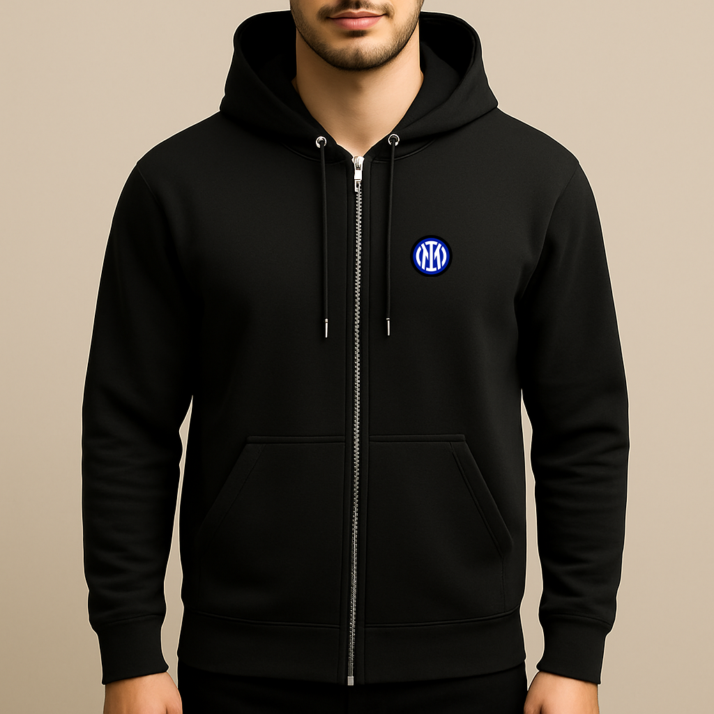 Men's Inter Milan 2025 Soccer Logo Zipper Hoodie