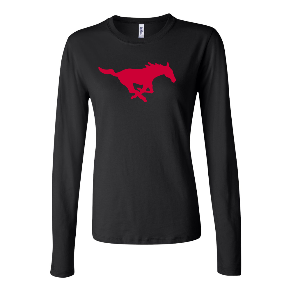 BELLA CANVAS Women’s SMU Mustangs Logo Jersey Long Sleeve Tee