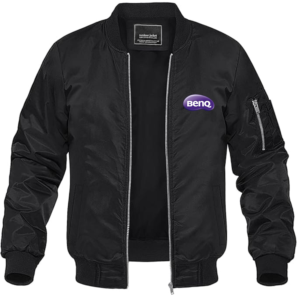 Men's BenQ Logo Lightweight Bomber Jacket Windbreaker Softshell Varsity Jacket Coat