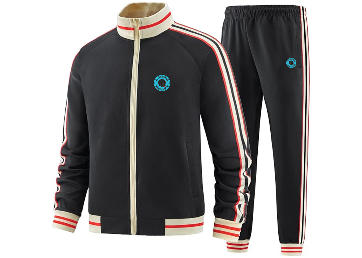 Men's Beavertown Brewery Tracksuit with Bold Striped Accents and Zippered Front Athletic Wear