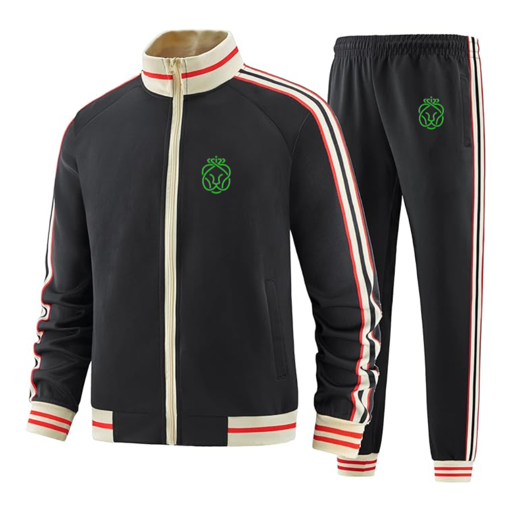 Men's Ahold Delhaize Symbol  Tracksuit with Bold Striped Accents and Zippered Front Athletic Wear