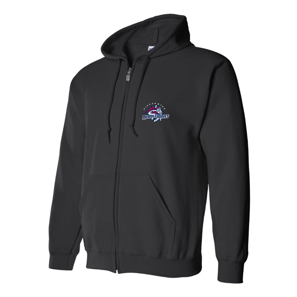 Men's Binghamton Rumble Ponies Logo Zipper Hoodie