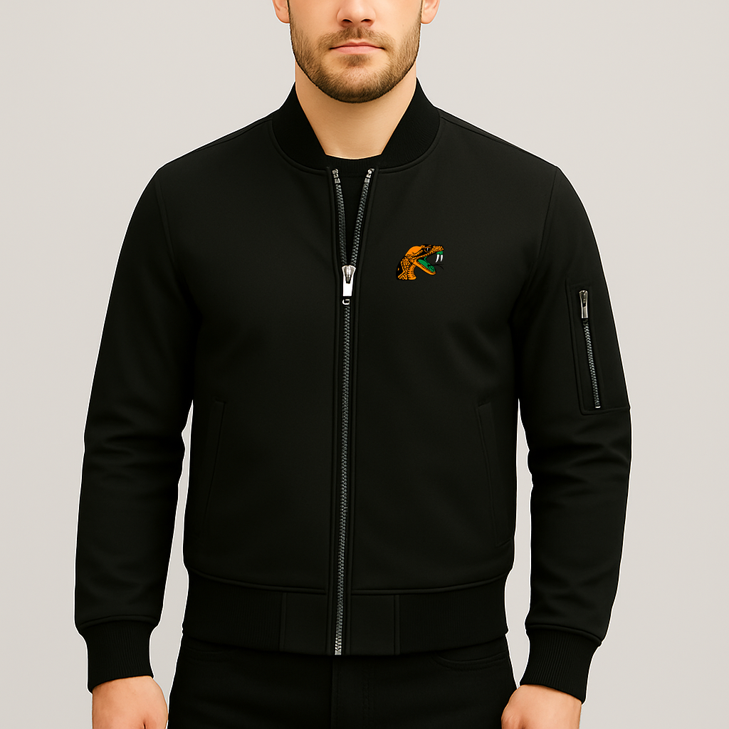 Men's Florida AM Rattlers Logo Lightweight Bomber Jacket Windbreaker Softshell Varsity Jacket Coat